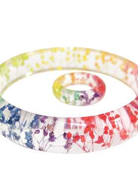 小众琥珀树脂标本干花汉服手镯