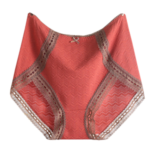 大码胖MM蕾丝纯棉内裤女高腰无痕全棉抗菌薄款透气宽松三角裤底裤