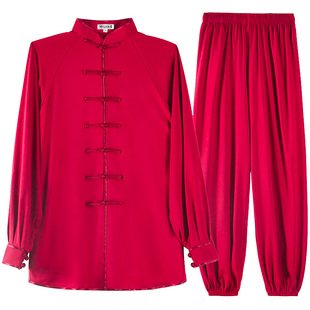 牛奶丝白色太极服女2025新款春秋武术表演服太极拳练功服八段锦男