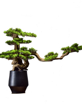 天然玄关迎客松实木招财新中式