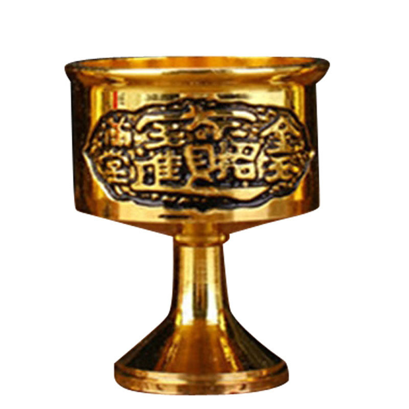 纯铜圣水杯财神关公供杯酒杯供水杯供佛杯茶杯拜神高脚杯摆件_虎窝淘