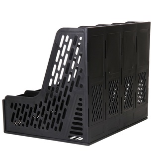 得力文件架多层文件栏框篮四联座黑蓝桌面档案收纳整理书架A4立式资料置物塑料横立式办公用品室用书立架子