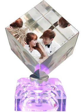 定制3张照片生日礼物水晶旋转