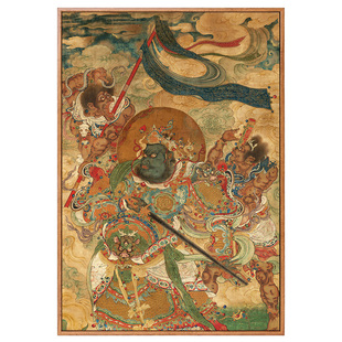 南方增长天王画像护法佛像挂画新中式玄关装饰画走廊过道壁画仿古