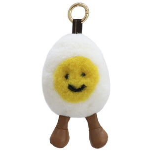 【羊毛蛋蛋】ins可爱水煮蛋皮草挂件  水煮蛋包包挂件 汽车钥匙扣