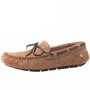 澳洲KHHUGG豆豆鞋女春秋季荧光真皮平底百搭孕妇懒人单鞋KHΗUGG