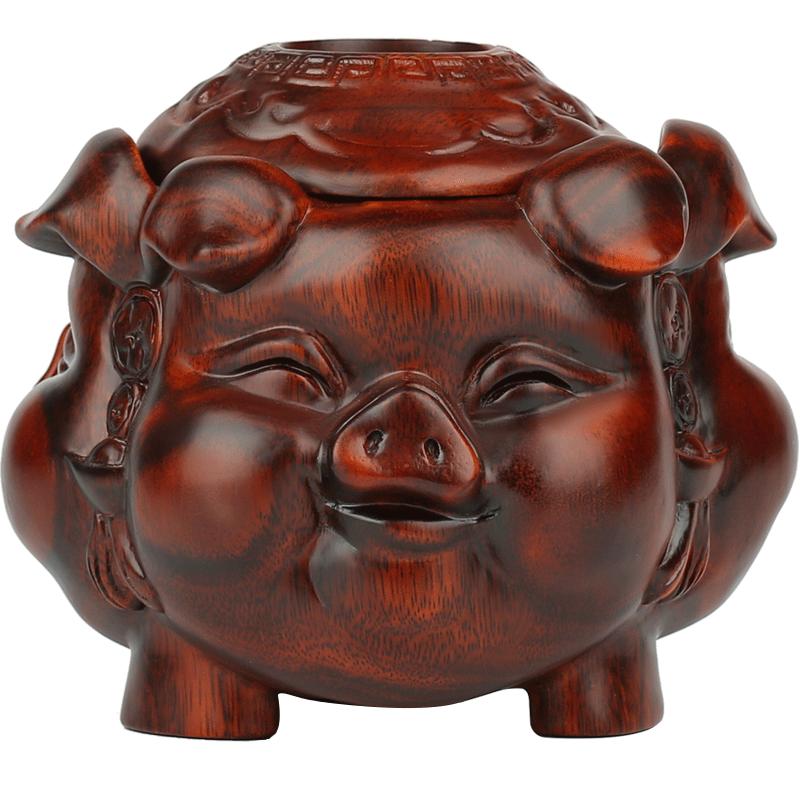 红木存钱罐摆件东阳小猪工艺品