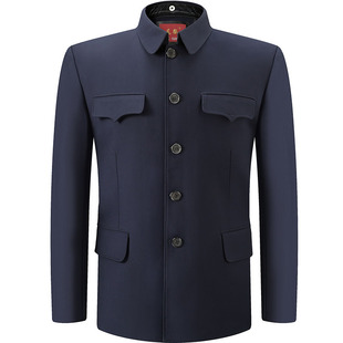 中老年中山装老人中山服 人民服上衣军便装 内口袋男外套