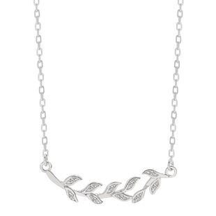 通体s925纯银橄榄枝树叶项链女韩版锁骨链简约小清新学生个性森系