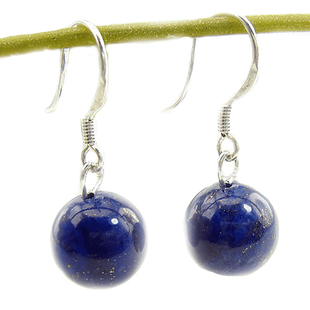 青金石耳环 女士925银耳钩耳环 耳坠简单百搭流行玉耳环耳钉