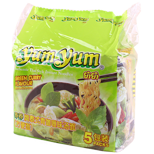泰国进口方便面 养养牌yumyum泰式青咖喱味泡面汤面5包350g