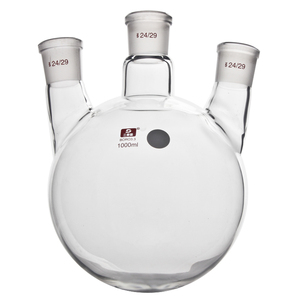 三爱思三口烧瓶50ml-50L斜直颈加厚高硼硅透明实验蒸馏圆底反应瓶