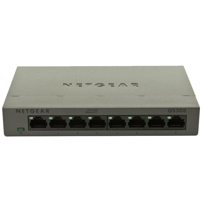 NETGEAR网件 GS308 8口1000M千兆高速网络交换机摄像头监控铁壳以太网分线器分流器 即插即用