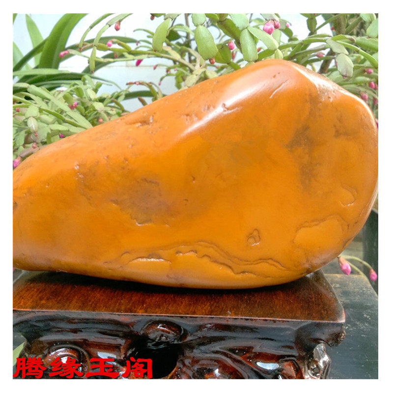 云南龙陵天然玉原石黄蜡摆件观赏