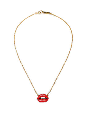 纯银镀18k红唇锁骨链魏妮妮同款