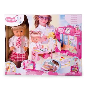 原单出口西班牙Famosa过家家玩具教室上课教师画板套装眨眼洋娃娃