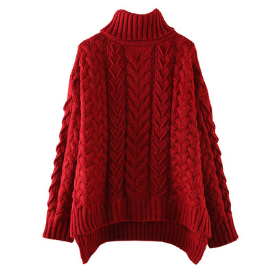 时尚慵懒风复古麻花加厚高领毛衣