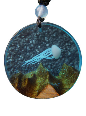 树脂原创山峦水母微景观吊坠项链