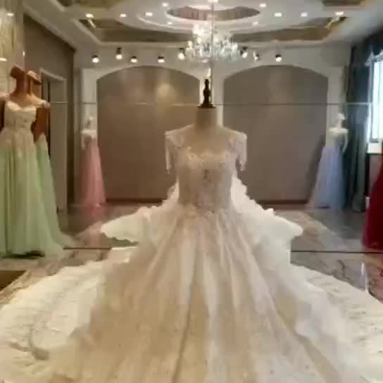 Ls00053 Cap Sleeves Long Trail White Wedding Dress Eiffel Bridal Ls00053 Cap Sleeves Long Trail White Wedding Dress Eiffel Bridal Gown Dresses 2018