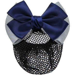 头花女职业发饰发夹酒店银行空姐头饰蝴蝶结盘发网兜细网妞吖饰品