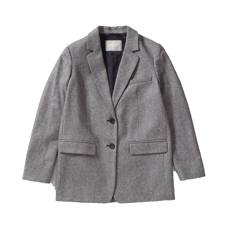 现货Everlane Oversize 女灰色廓版复古摩登春秋羊毛法拉西装外套