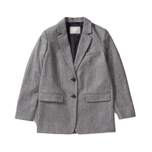 现货Everlane Oversize 女灰色廓版复古摩登春秋羊毛法拉西装外套