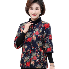 喜庆七分袖妈妈装秋冬马甲加绒棉服1