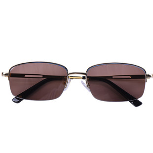 石头镜 中茶浅茶天然水晶石太阳镜 养目清凉开车镜半框中老年男士