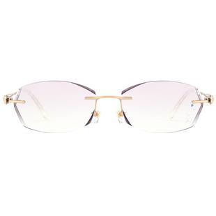 钻石切边眼镜镶钻 钛架无框近视眼镜架女士无螺丝眼镜框 配镜5062