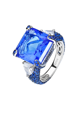 高定仿真彩宝戒指925纯银海冷淡