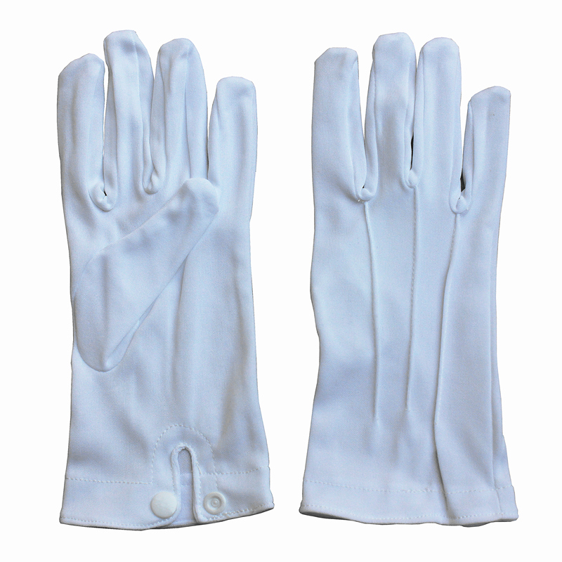 迪维特白色带扣礼仪白手套加厚背三筋涤纶劳保文玩盘珠宝司机保安
