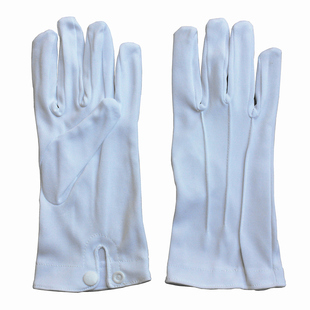 迪维特白色带扣礼仪白手套加厚背三筋涤纶劳保文玩盘珠宝司机保安