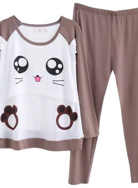 月子服夏季薄款纯棉产后哺乳睡衣