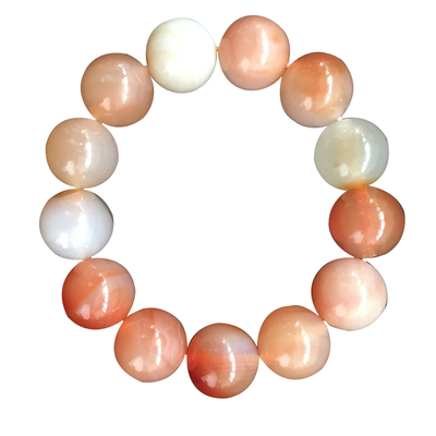 玛瑙手链男士多彩裸色粉红玛瑙手串男女款水晶饰品大珠子佛珠20mm