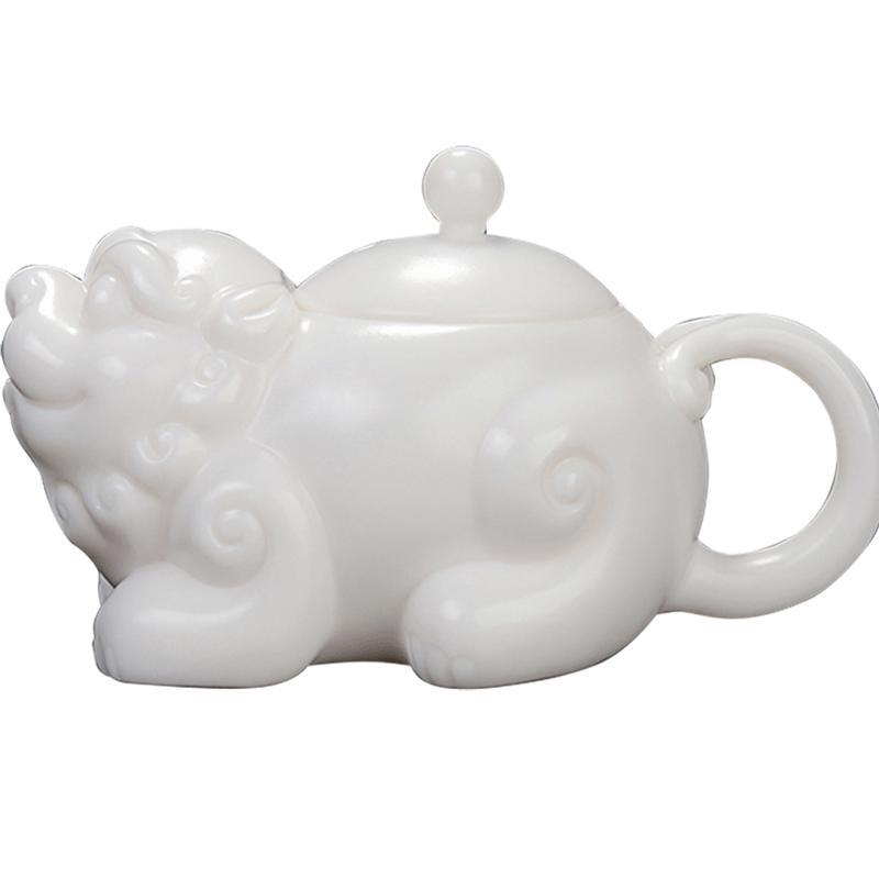 古垚陈清宜德化白瓷亚光招财茶壶