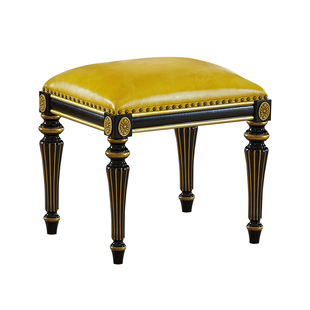 美式轻奢真皮化妆凳实木现代简约公主卧室梳妆凳凳子软包古筝琴凳