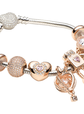 旅行童话玫瑰金色银手链潘家同款