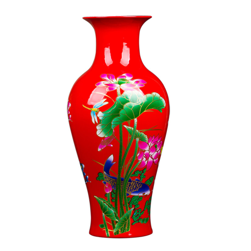 景德镇陶瓷插花瓶粉彩客厅装饰