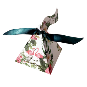 欧式婚礼喜糖盒子 创意结婚火烈鸟三角糖果包装纸盒婚庆用品礼盒