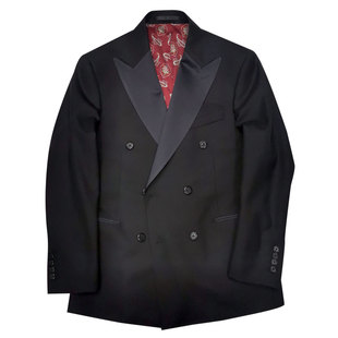 奥斯卡修身颁奖晚会典礼服男士结婚新郎西装量身定做双排扣枪驳领