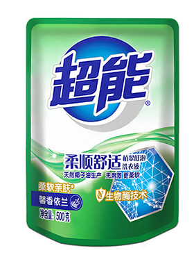 超能袋装洗衣液2袋补充替换装家庭装低泡天然皂液手洗机洗正品