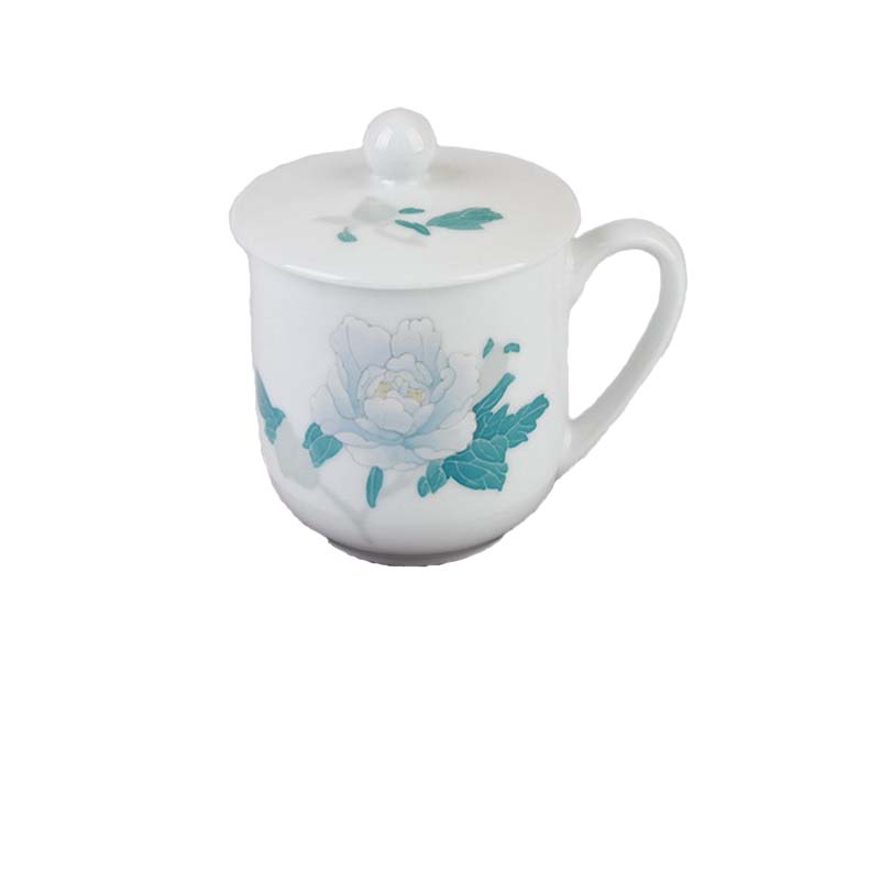 醴陵瓷器 东方红釉下五彩杯 釉下手绘泡茶杯 喝水马克杯子薄家用