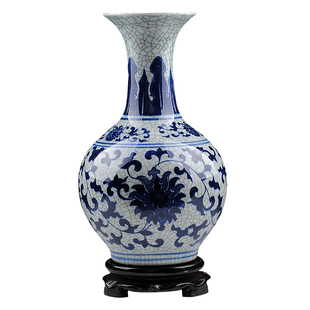 景德镇陶瓷器仿古青花瓷花瓶摆件客厅装饰品中式复古家居摆设瓷瓶