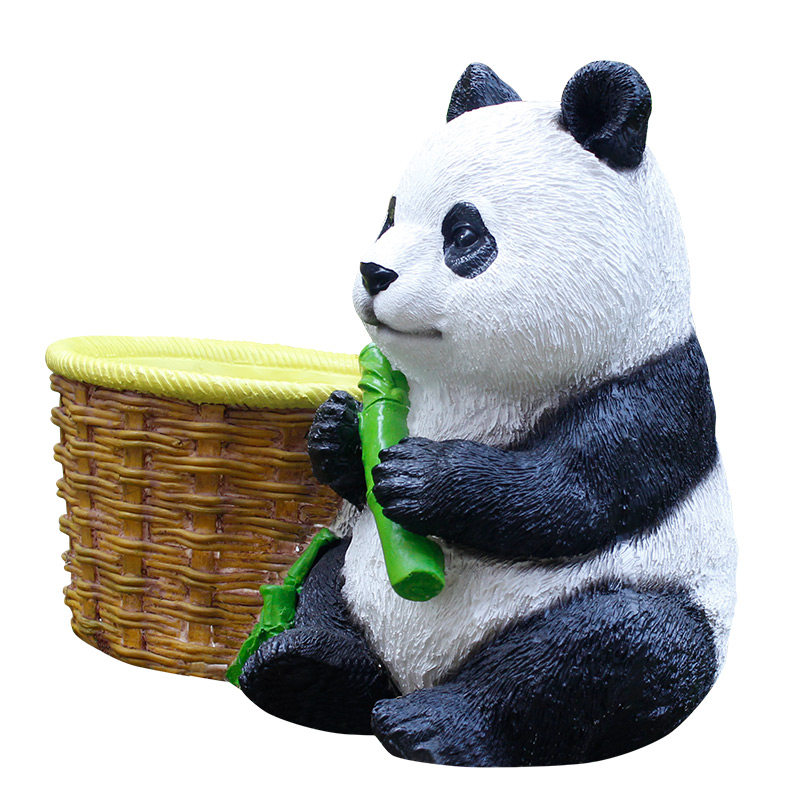 户外庭院树脂熊猫造型花缸摆件