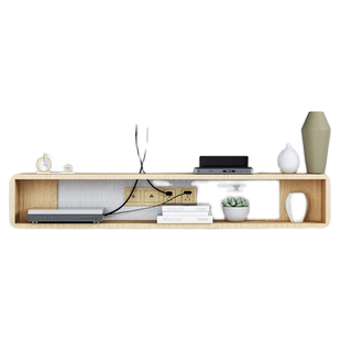 挂墙电视柜实木机顶盒架电视墙装饰隔板壁挂置物架路由器音箱搁板