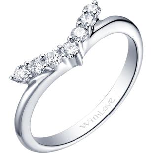 WithLove唯爱品越 白18K金22分V型群镶钻石戒指 时尚女款钻戒定制
