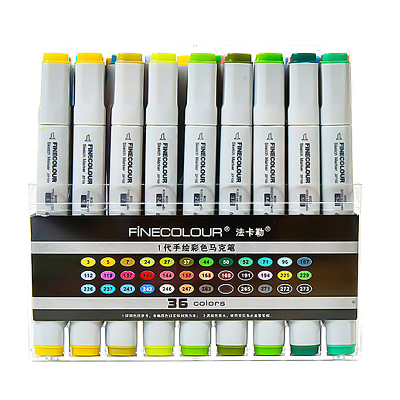 FINECOLOUR法卡勒一代油性双头彩色马克笔画笔学生绘画手绘画标准套装