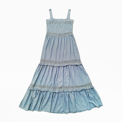 FP 田园风格宽松方领背带钩编蕾丝拼接衬裙长裙 连衣裙女