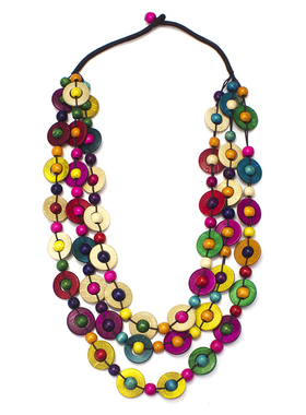 波西米亚彩色椰壳木质女爆款项链