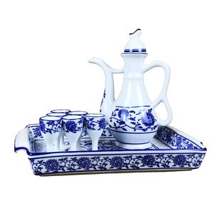 中式传统白酒酒具礼盒套装白酒壶陶瓷家用古风酒杯小盏品酒杯复古